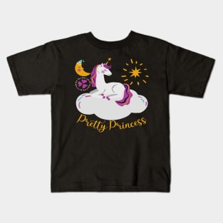 Cute Unicorn Design - Pretty Princess Kids T-Shirt